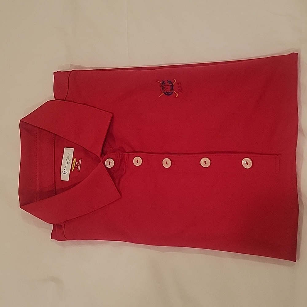 Red Greg Norman short-sleeve golf shirt   Size L w/Montclair Golf Club logo (NJ)